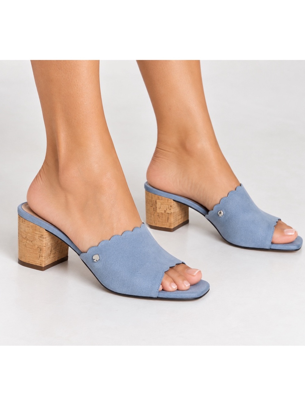 Kate Spade baby blue cork heels mules